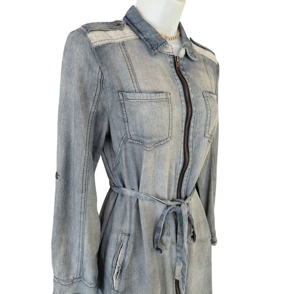 Miss Me Women's Small Denim Style Long Sleeve Zip-Up Dress viscose & Cotton - Picture 10 of 10